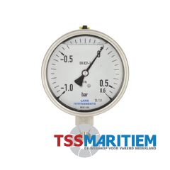 Buisveermanometer rvs, kast ø 100 mm, gevuld, 1/2" BSP onderaansluiting